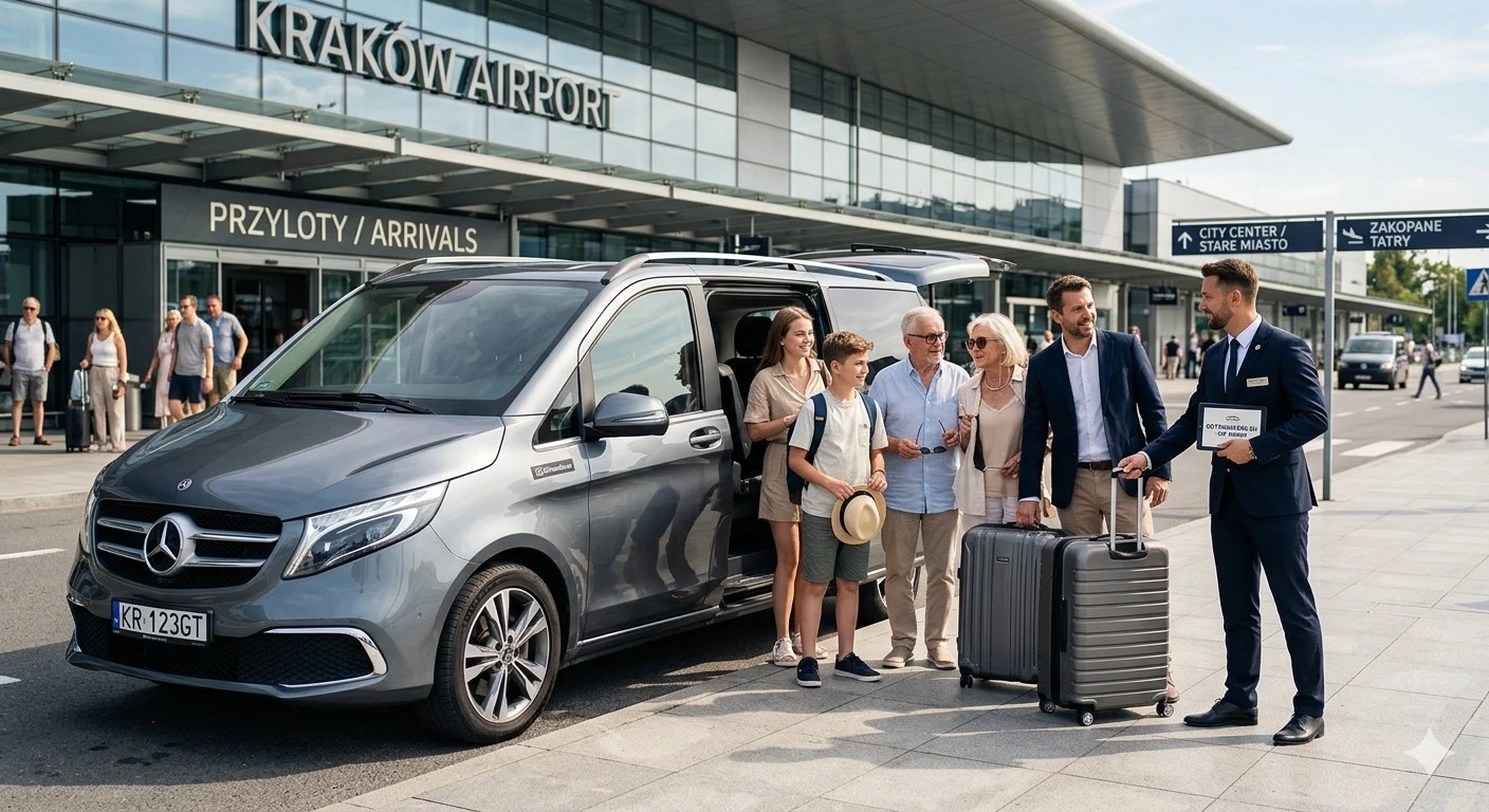Premium Mercedes V-Class private airport transfer in Krakow